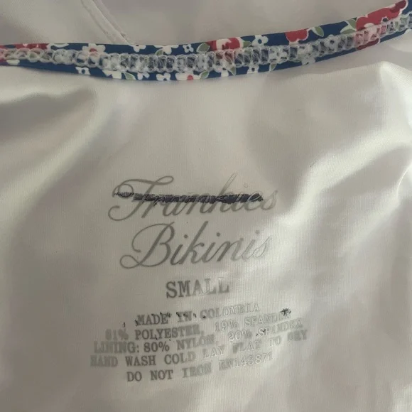 Frankie's Bikinis White One Piece with Floral Trim - Picture 5 of 7